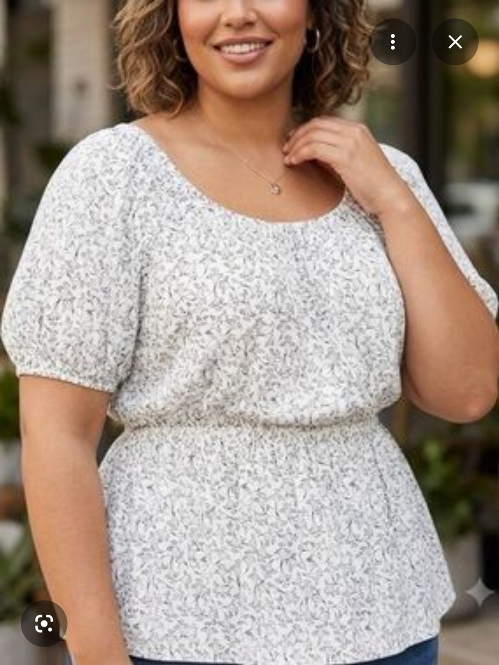 Terra & Sky Women's Peplum Top with Short Puff Sleeves 3X NWT